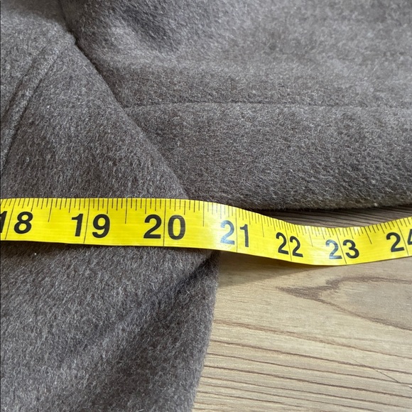 Lands’ End Wool hooded Coat Taupe Plaid interior Button up Women’s 10 Warm Cozy - Picture 8 of 11